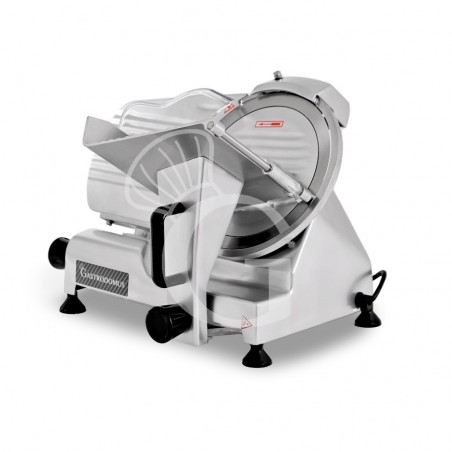 Cortadora de fiambre por gravedad semiautomática en acero inoxidable anodizado, diámetro cuchilla 250 mm - Monofásica Cortadora de fiambre por gravedad semiautomática en acero inoxidable anodizado, diámetro cuchilla 250 mm - Monofásica