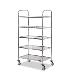 Carro de servicio de acero inoxidable con 5 estantes L 1000 mm x P 500 mm x A 1500 mm