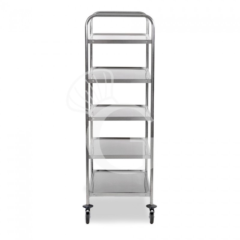Carro de servicio de acero inoxidable con 5 estantes L 1000 mm x P 600 mm x A 1500 mm