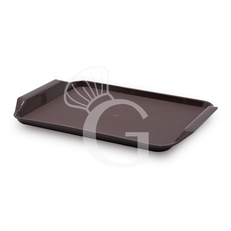 Bandeja rectangular de polipropileno color marrón - L 430 mm x P 300 mm x A 20 mm