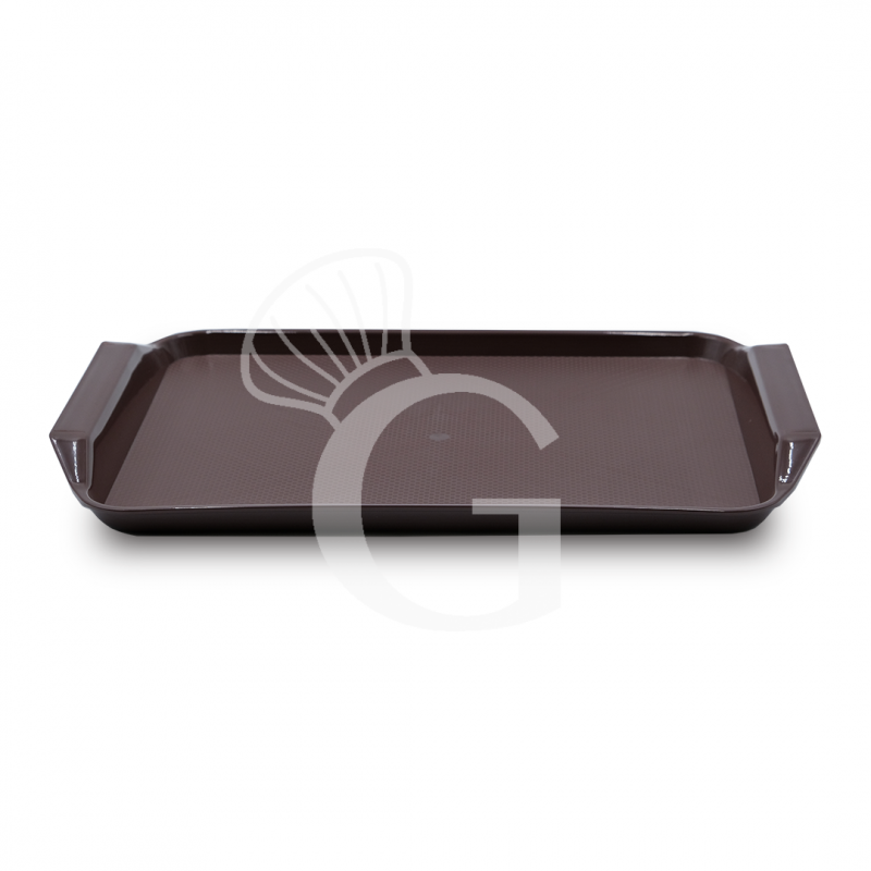 Bandeja rectangular de polipropileno color marrón - L 430 mm x P 300 mm x A 20 mm