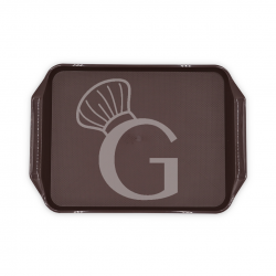 Bandeja rectangular de polipropileno color marrón - L 430 mm x P 300 mm x A 20 mm