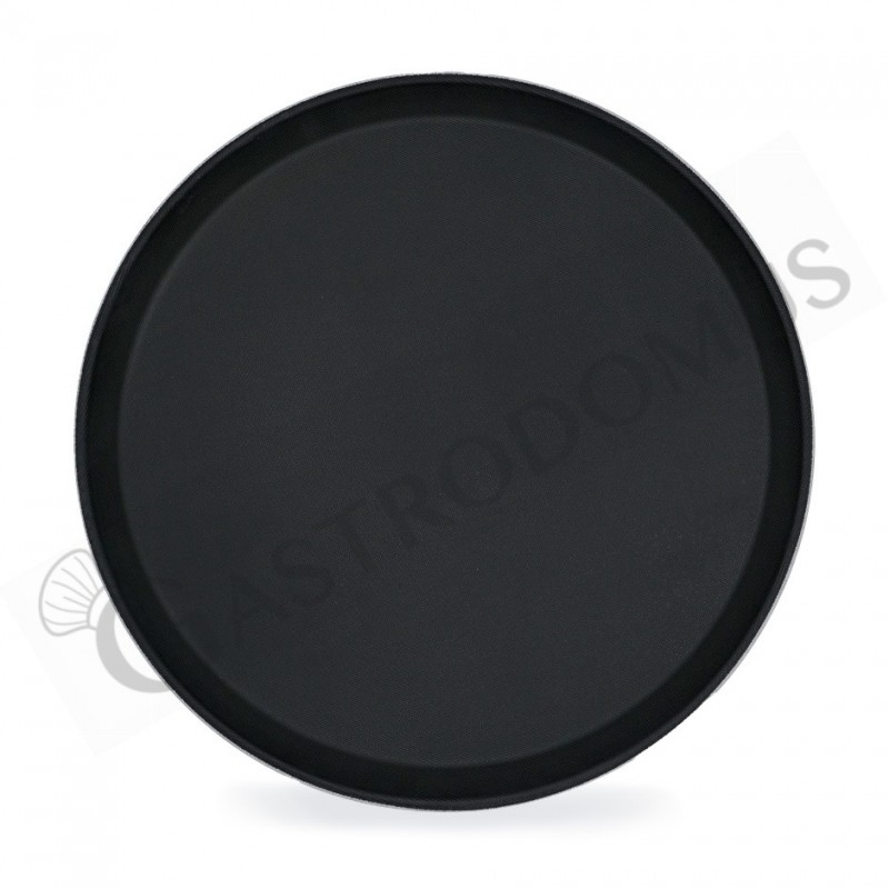 Bandeja redonda  antideslizante de fibra de vidrio color negro - Ø 355 mm