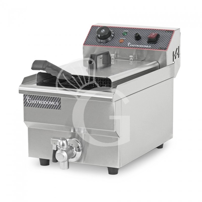 Friggitrice elettrica da banco con rubinetto 1 vasca 10 LT 3 KW Monofase