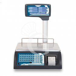 Báscula comercial con visor de columna e impresora- con capacidad de 15 kg con una precisión de 2/5 g