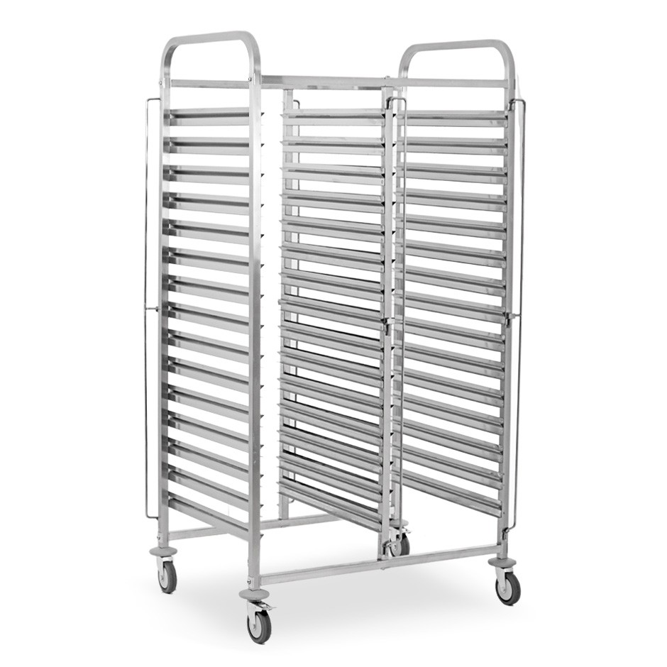 Carro de bandejas doble para 15+15 bandejas 600 mm x 400 mm - L 880 mm x P 630 mm x A 1720 mm