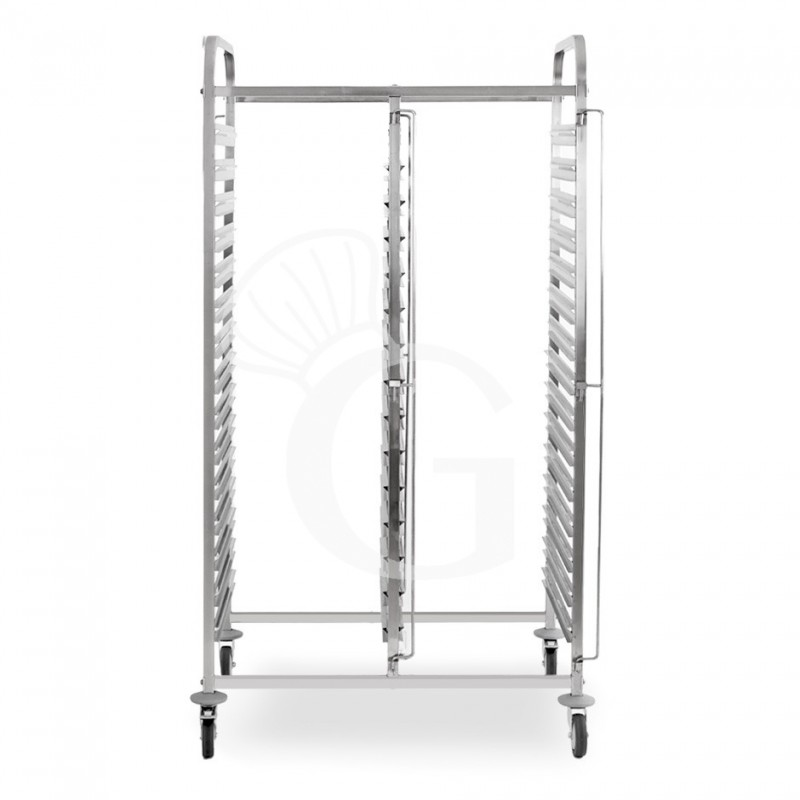 Carro de bandejas doble para 15+15 bandejas 600 mm x 400 mm - L 880 mm x P 630 mm x A 1720 mm