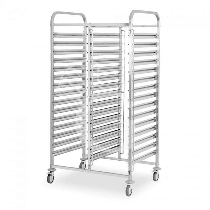 Carro de bandejas doble para 15+15 bandejas 600 mm x 400 mm - L 880 mm x P 630 mm x A 1720 mm