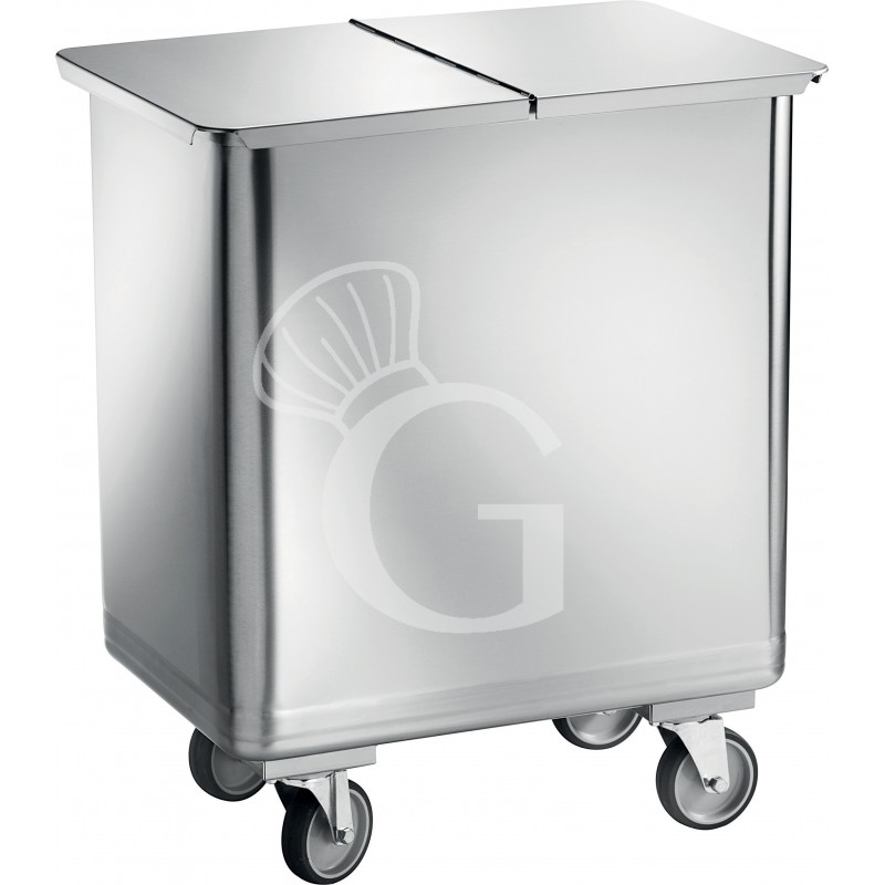 Tolva para harina de acero inoxidable satinado sobre ruedas con separador interno 115 LT