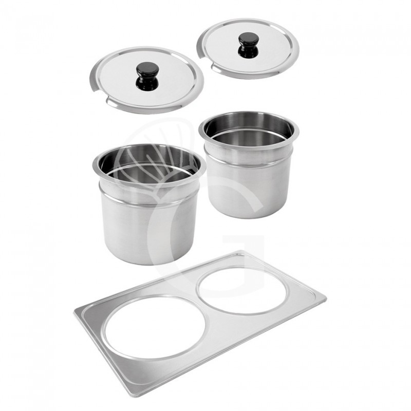 Baño María eléctrico 2 cubetas, 7 L cada una - 1200 W L 335 mm x P 535 mm x A 320 mm