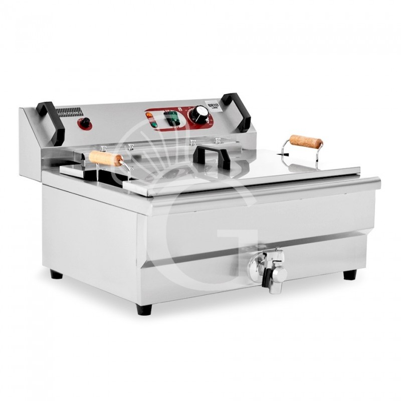 Freidora eléctrica de sobremesa 1 cuba de 30 LT con control de temperatura, 4800 W, Monofásica