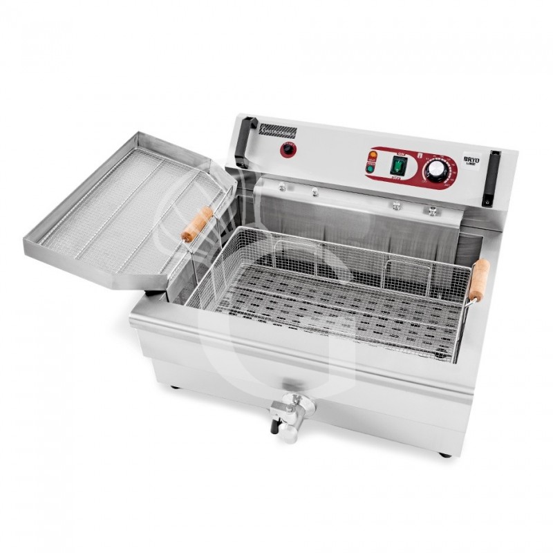 Freidora eléctrica de sobremesa 1 cuba de 30 LT con control de temperatura, 4800 W, Monofásica