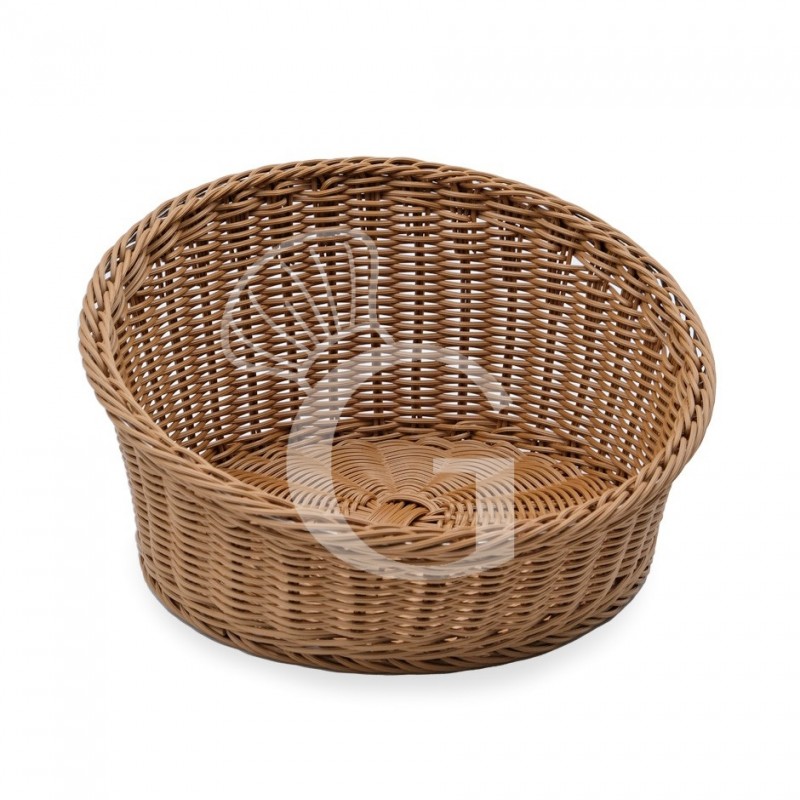 Cesta redonda de ratán sintético en color marrón - Ø 360 x A 100/200 mm