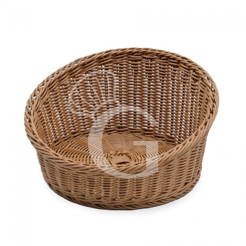 Cesta redonda de ratán sintético en color marrón - Ø 360 x A 100/200 mm