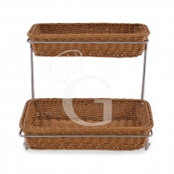 Cestas rectangulares de ratán sintético de dos pisos L 645 mm x P 500 mm x A 330/135 mm