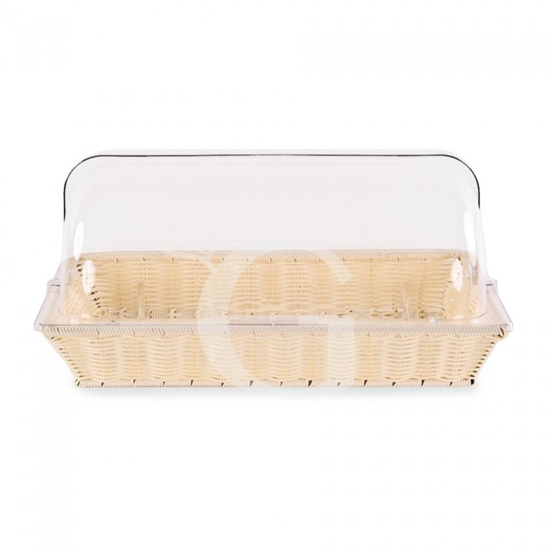 Cesta rectangular de ratán con tapa de policarbonato L 535 x P 335 x A 255 mm