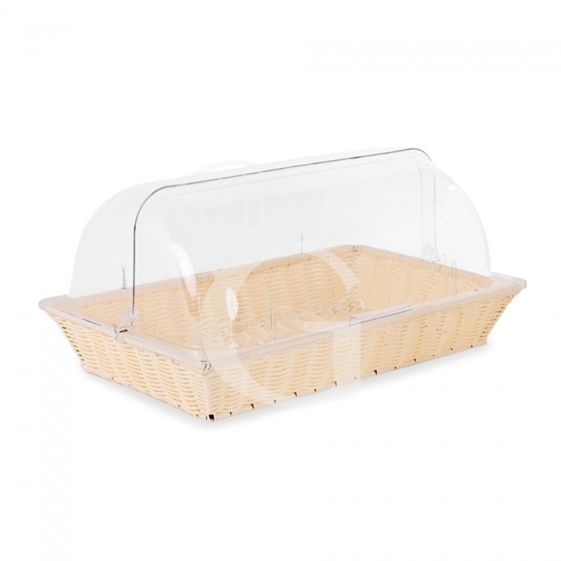 Cesta rectangular de ratán con tapa de policarbonato L 535 x P 335 x A 255 mm