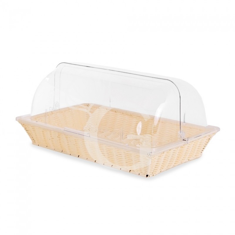 Cesta rectangular de ratán con tapa de policarbonato L 535 x P 335 x A 255 mm