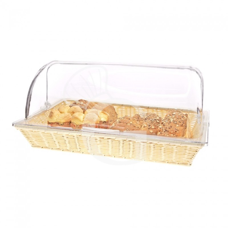 Cesta rectangular de ratán con tapa de policarbonato L 535 x P 335 x A 255 mm