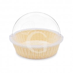 Cesta redonda de ratán con tapa de policarbonato Ø 410 x A 310 mm