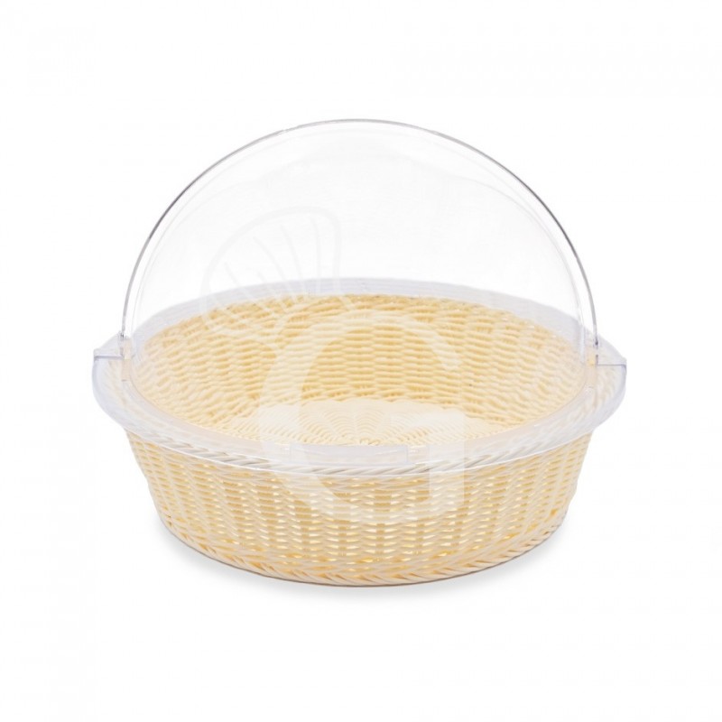 Cesta redonda de ratán con tapa de policarbonato Ø 410 x A 310 mm