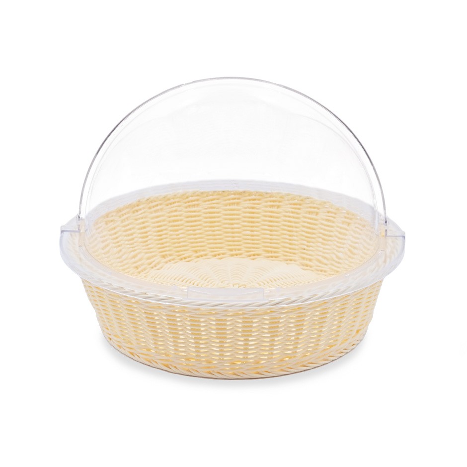 Cesta redonda de ratán con tapa de policarbonato Ø 410 x A 310 mm