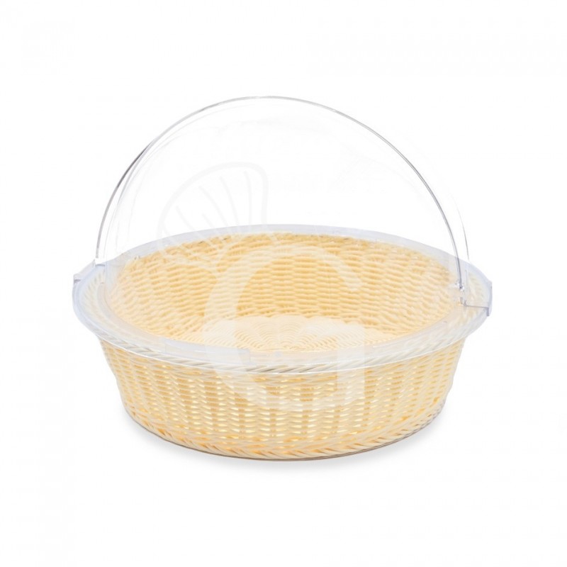 Cesta redonda de ratán con tapa de policarbonato Ø 410 x A 310 mm
