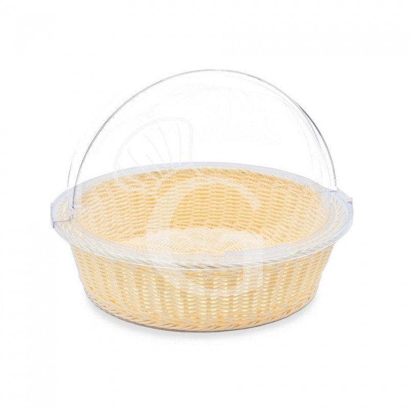Cesta redonda de ratán con tapa de policarbonato Ø 410 x A 310 mm