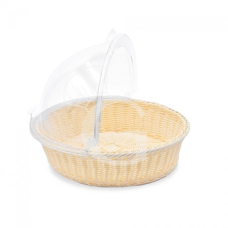 Cesta redonda de ratán con tapa de policarbonato Ø 410 x A 310 mm