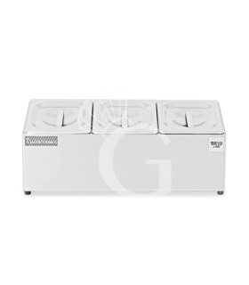 Expositor de ingredientes de acero inoxidable para 3 cubetas GN1/6 L 503 mm x P 220 mm x A 200 mm