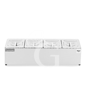 Expositor de ingredientes de acero inoxidable para 4 cubetas GN1/6 L 665 mm x P 225 mm x A 200 mm
