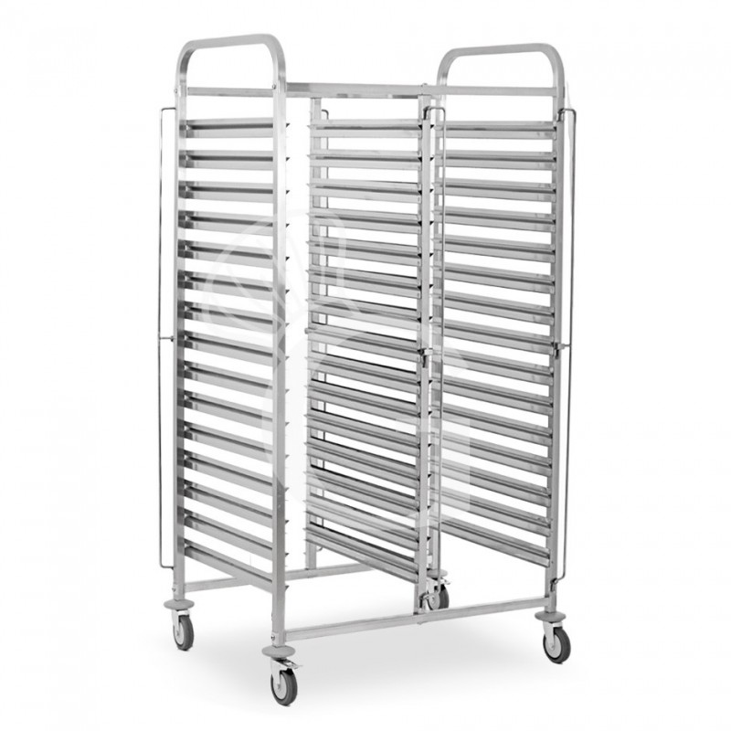 Carro bandejero doble para 15+15 bandejas GN1/1 - L 740 mm x P 550 mm x A 1735 mm