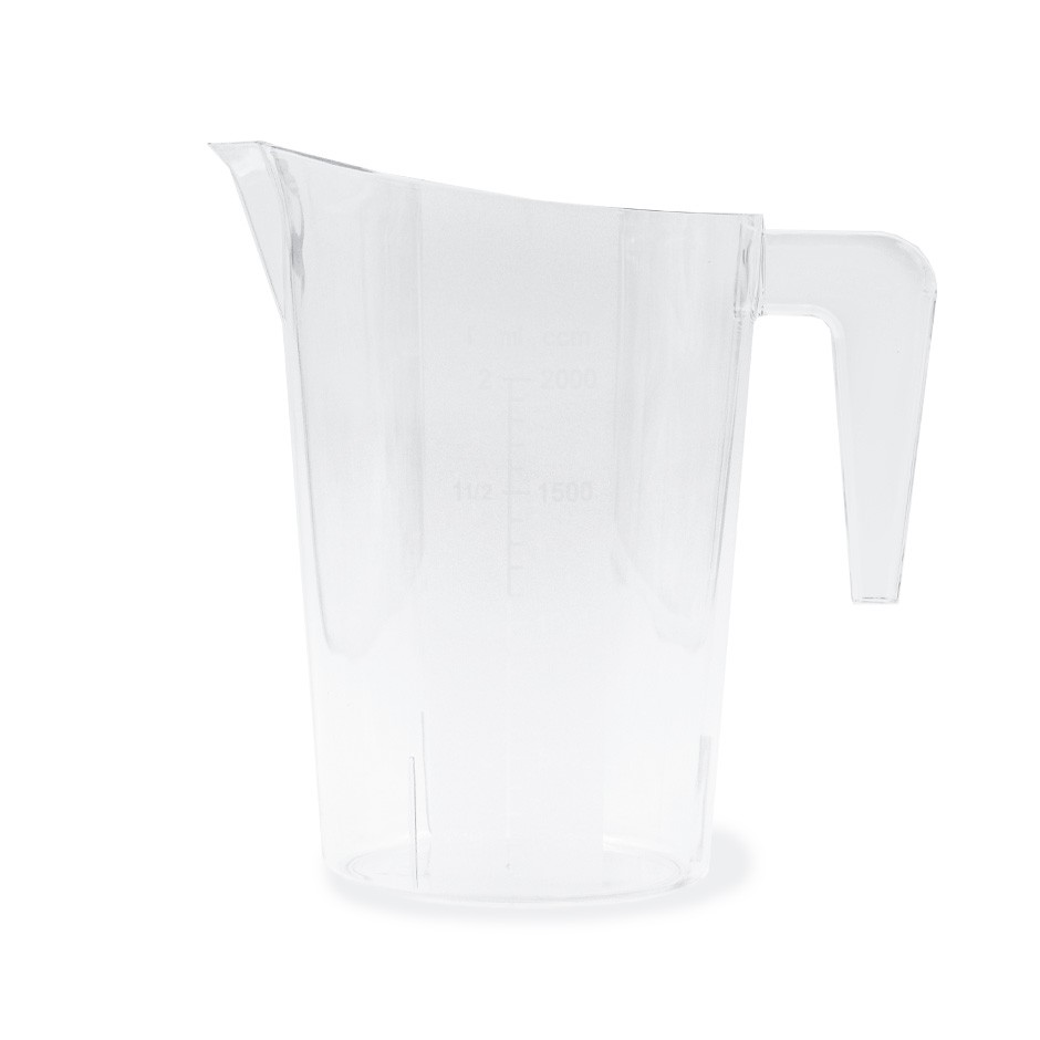 Vaso medidor de policarbonato apilable con capacidad de 2 L