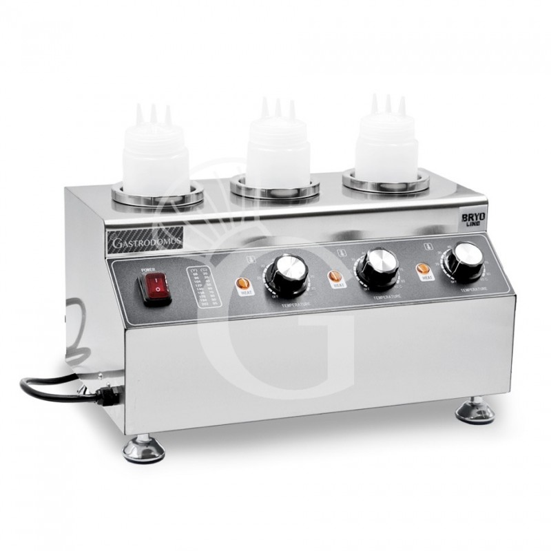 Calentador de salsas eléctrico  - 3 cubas con dispensador de 650 ML de capacidad cada uno