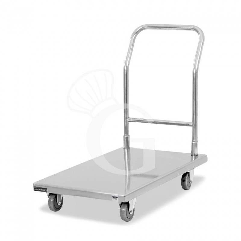 Carro de plataforma de acero inoxidable L 890 mm x P 550 mm x A 875 mm capacidad de carga 180 kg