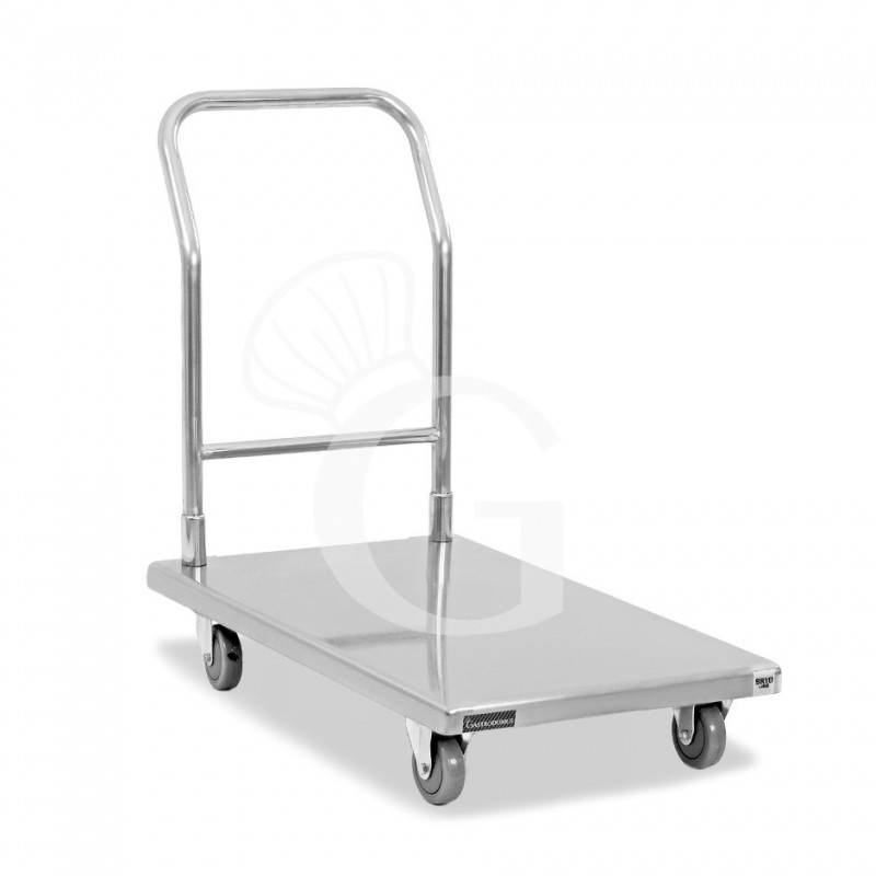 Carro de plataforma de acero inoxidable L 890 mm x P 550 mm x A 875 mm capacidad de carga 180 kg