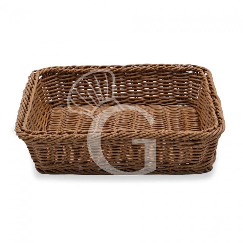 Cesta rectangular de ratán sintético en color marrón L 315 mm x P 260 mm x A 85 mm
