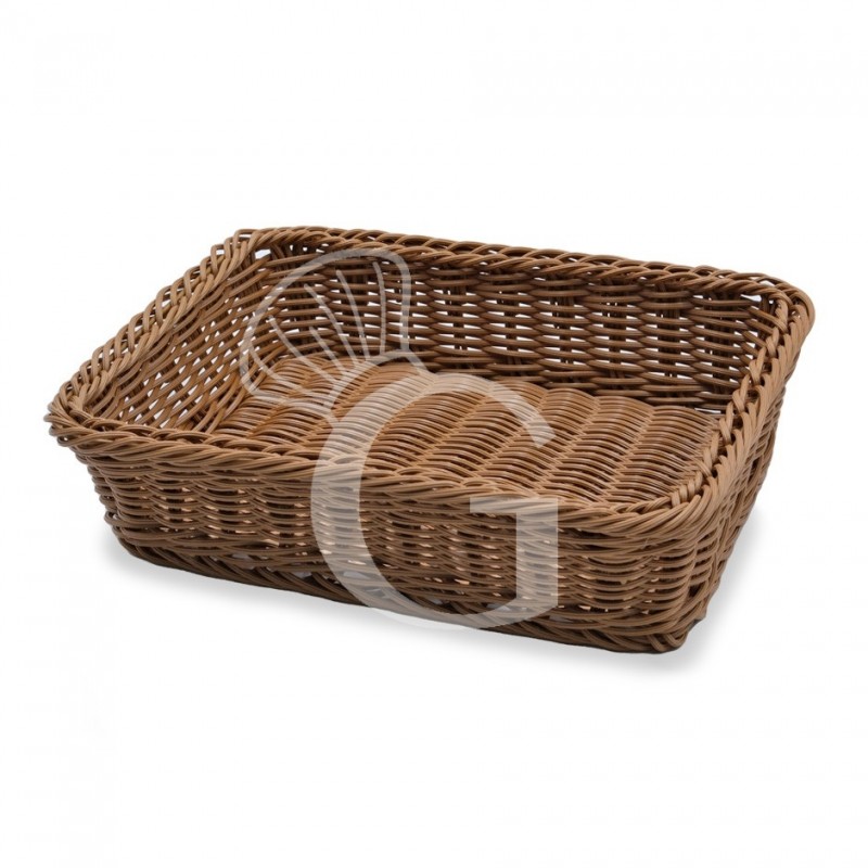 Cesta rectangular de ratán sintético en color marrón L 315 mm x P 260 mm x A 85 mm