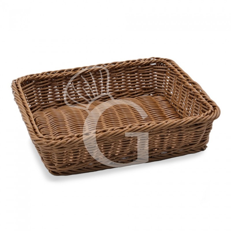Cesta rectangular de ratán sintético en color marrón L 315 mm x P 260 mm x A 85 mm