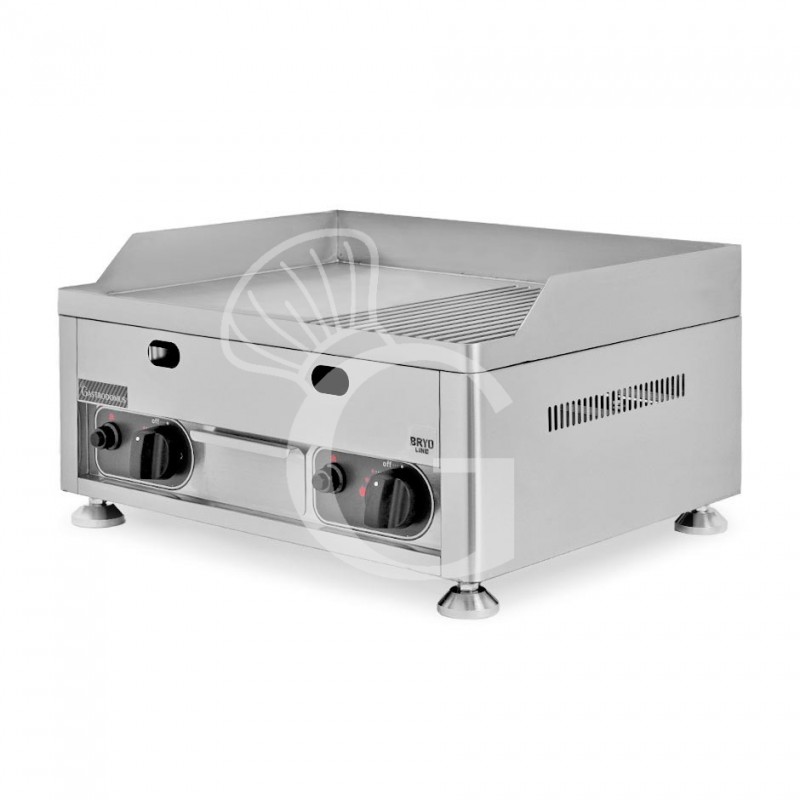 Fry Top de gas de sobremesa placa lisa y acanalada L 600 mm x P 570 mm x A 320 mm