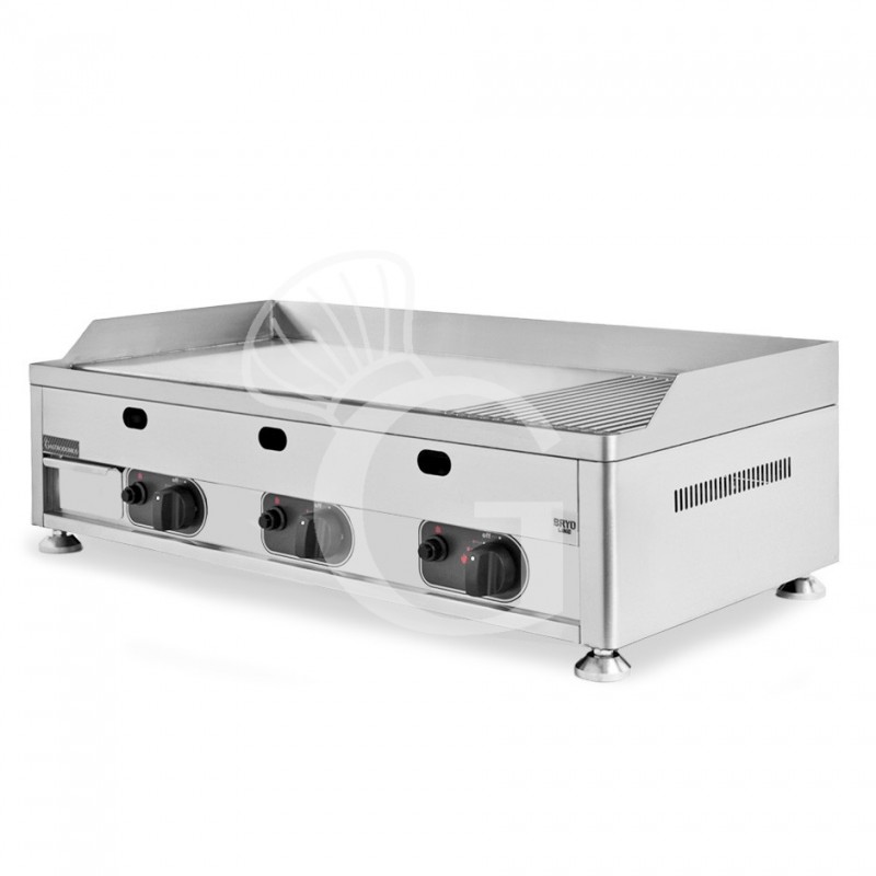 Fry Top de gas de sobremesa placa 3/4 lisa y 1/4 acanalada L 1000 mm x P 540 mm x A 325 mm