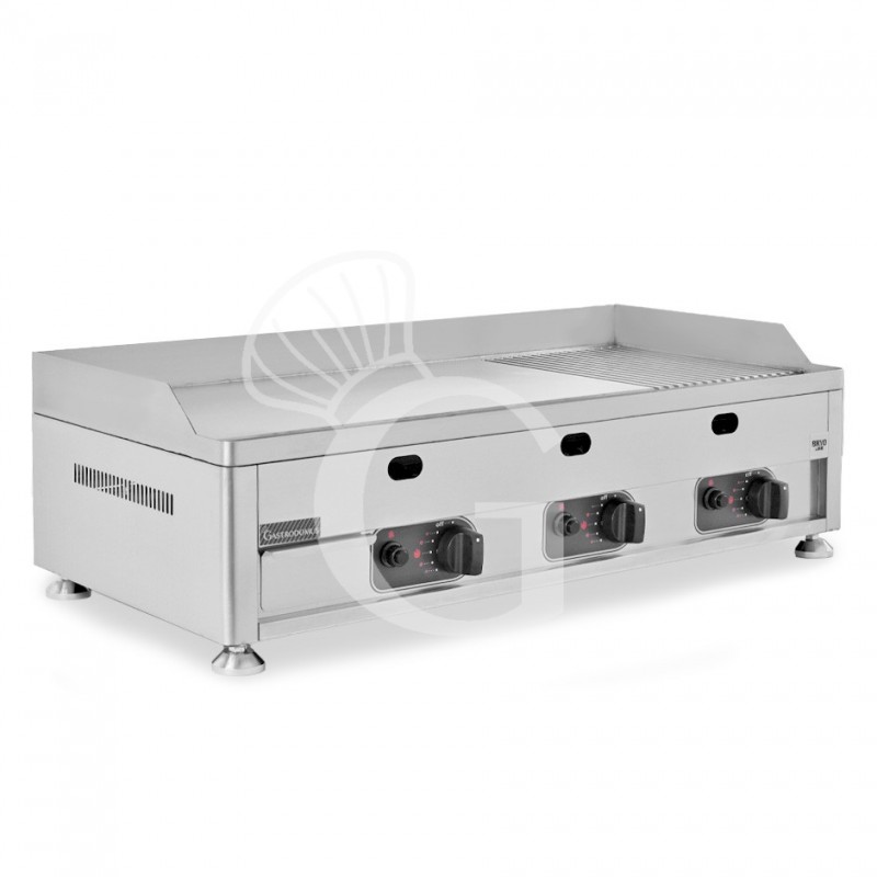 Fry Top de gas de sobremesa placa 3/4 lisa y 1/4 acanalada L 1000 mm x P 540 mm x A 325 mm