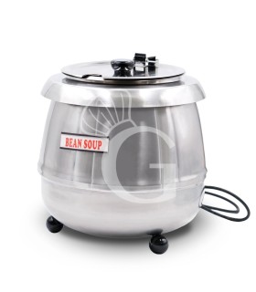 Sopera de 10 litros de capacidad con una estructura de acero inoxidable y hervidor de Ø 340 mm x 350 mm