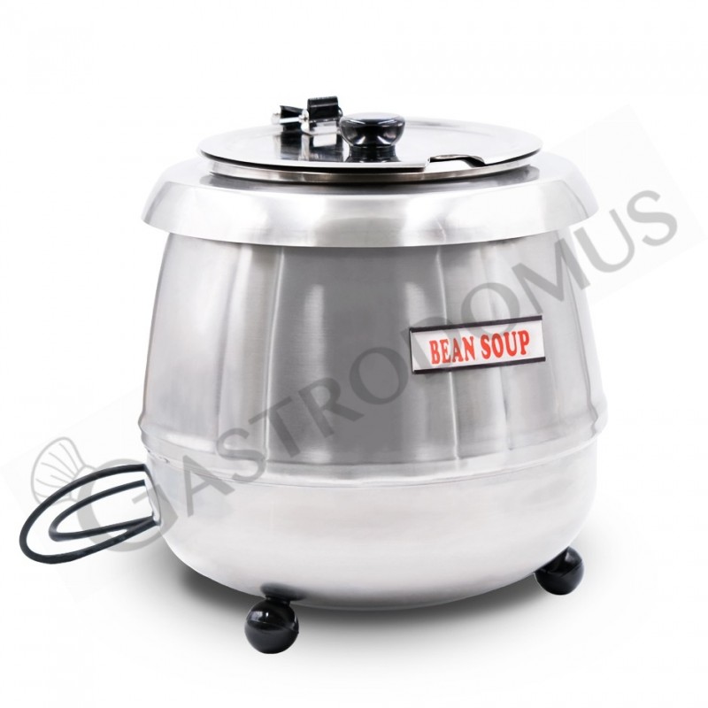 Sopera de 10 litros de capacidad con una estructura de acero inoxidable y hervidor de Ø 340 mm x 350 mm