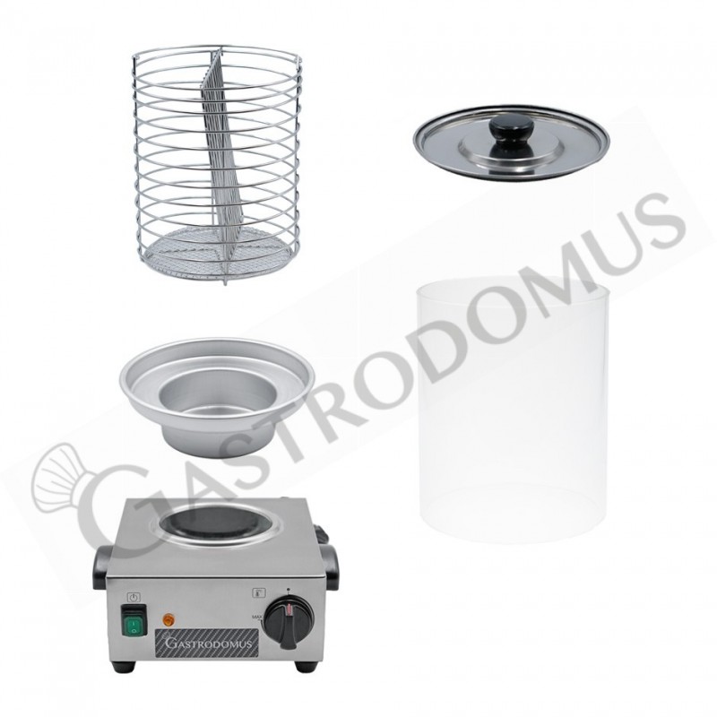 Máquina de perritos calientes con 800 W de potencia y dimensiones L 350 mm x P 350 mm x A 440 mm