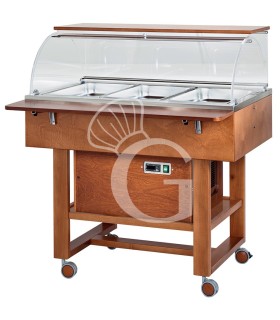 Carro refrigerado de madera con cúpula de plexiglás -5°C/+5°C - L 1110 mm x P 1120 mm x A 1260 mm
