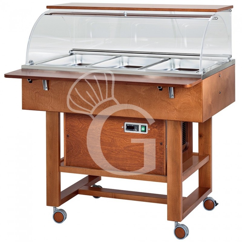 Carro refrigerado de madera con cúpula de plexiglás -5°C/+5°C - L 1110 mm x P 1120 mm x A 1260 mm