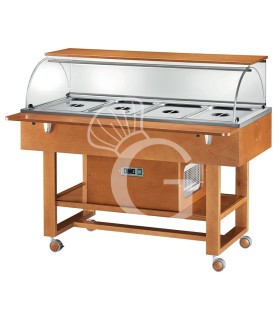 Carro refrigerado de madera con cúpula de plexiglás -5°C/+5°C - L 1480 mm x P 1120 mm x A 1260 mm