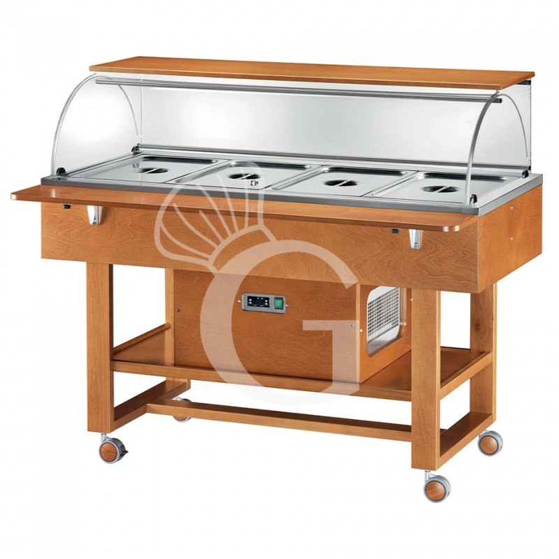 Carro refrigerado de madera con cúpula de plexiglás -5°C/+5°C - L 1480 mm x P 1120 mm x A 1260 mm