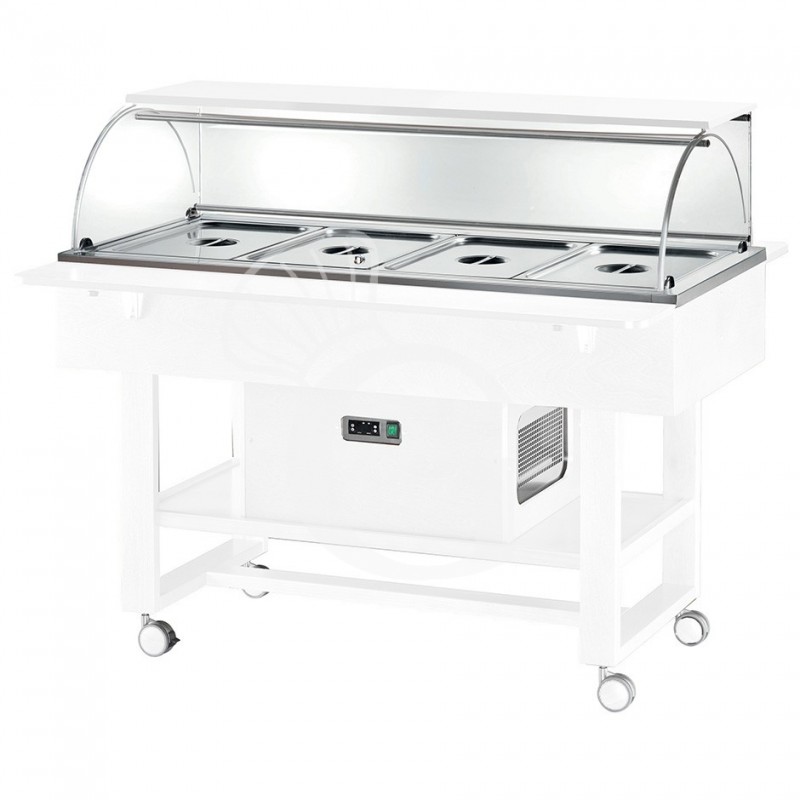 Carro refrigerado de madera con cúpula de plexiglás -5°C/+5°C - L 1480 mm x P 1120 mm x A 1260 mm